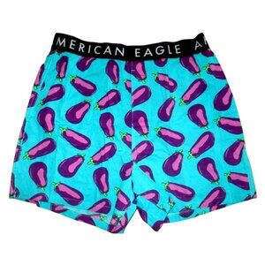 American Eagle Mens Stretch Boxer M Eggplant‎ Print 4" Inseam Lightweight NWT #8